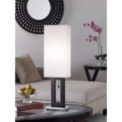 360 Lighting Floating Rectangle Modern Table Lamp 30" Tall Black Metal Open Frame White Fabric Box Shade For Bedroom Living Room Bedside Nightstand 10 360 Lighting Floating Rectangle Modern Table Lamp 30" Tall Black Metal Open Frame White Fabric Box Shade For Bedroom Living Room Bedside Nightstand -Home Decor Sales GUEST cba23614 a153 450b 8727 52b72230fe59