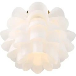 Possini Euro Design Modern Ceiling Light Semi Flush Mount Fixture White Flower Gold Metal 15 3/4" Wide Living Room Bedroom Kitchen -Home Decor Sales GUEST ce930fb8 a960 4b90 bf0d 81613c5bebb7