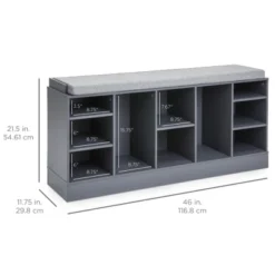 Best Choice Products 46in Shoe Storage Organization Rack Bench For Entryway, Bedroom W/ Padded Seat, 10 Cubbies - Gray 11 Best Choice Products 46in Shoe Storage Organization Rack Bench For Entryway, Bedroom W/ Padded Seat, 10 Cubbies - Gray -Home Decor Sales GUEST e919ac75 9996 4a37 82b9 4b648350ce6c