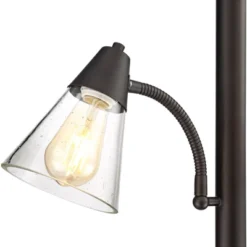 Franklin Iron Works Warwick Industrial Torchiere Floor Lamp With Side Lights 71 1/2" Tall Tiger Bronze LED Clear Seedy Glass For Living Room Reading -Home Decor Sales GUEST ea3e2832 aa93 4608 867e b86e755fc252