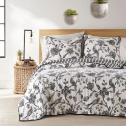 Tanzie Black Quilt Set - Black & White - Levtex Home