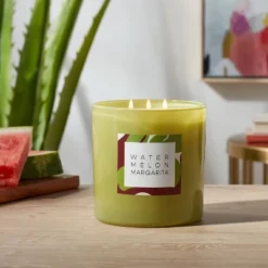 28oz Glass Watermelon Margarita Candle Light Green - Opalhouse™