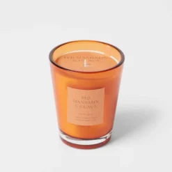 Colored Vase Glass With Dustcover Mandarin & Guava Candle Orange - Threshold™ -Home Decor Sales GUEST f690da26 0feb 4a9d 8634 caaa1172c9d3