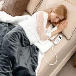 Tangkula 50" X 60" Heated Electric Reversible Fleece Blanket Blanket Throw W/ 10 Heat Levels, 9 Hours Auto Shut-Off, Overheat Protection Gray -Home Decor Sales GUEST fbb59535 576b 4406 9195 ee135ff135bc